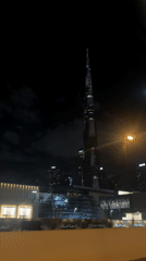 Burj Khalifa and Dubai Mall captured illuminated at night