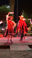 Traditional folk dancers perform on outdoor stage in Arequipa