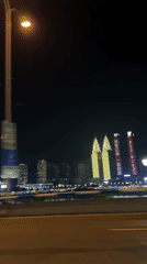 Nighttime cityscape video captured from highway in Yuzhong District