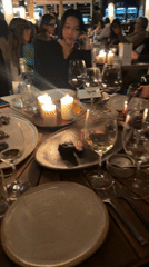 Evening dining scene captured at London restaurant Friday night