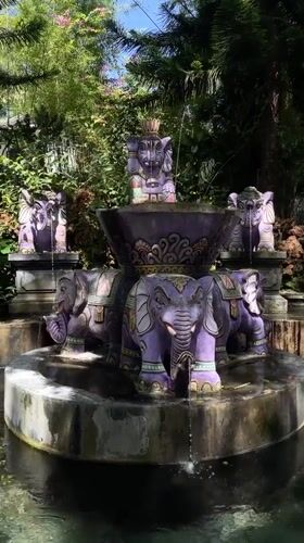 Elephant sculptures and fountains spotted in Kintamani, Indonesia