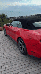 Red Mustang convertible spotted parked in Šušanj, Montenegro