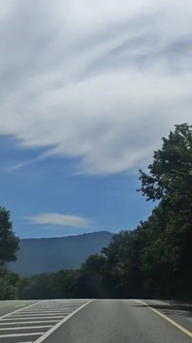 Vehicle dash camera captures road view in Defanovka, Russia