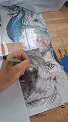 Kitten playtime and intricate animal sketching in Kempelevo