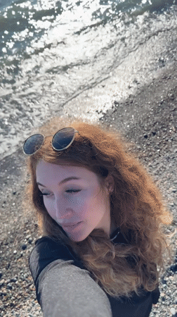 Woman spends afternoon on Chabkwara beach in Abkhazia