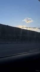 Sunset captured from highway in Madrid Spain
