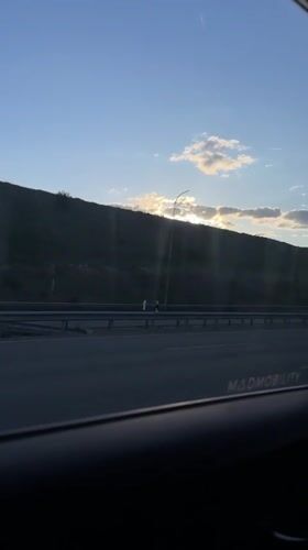 Sunset captured from highway in Madrid Spain