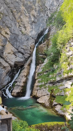 Waterfalls and mountain roads near Lake Bohinj, Slovenia