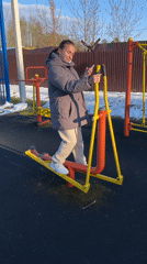 Family afternoon outing at Russian village fitness park