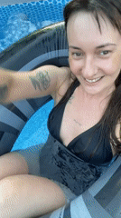 Backyard pool hangout on a summer afternoon in Izhevsk