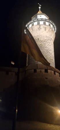 Nuremberg's illuminated old town at night