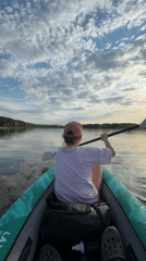 Sunset kayak outing captured on Kama River near Chaykovsky