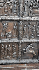 Tourists visit historic St. Sophia Cathedral in Veliky Novgorod