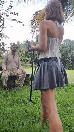 Couple spotted relaxing near Tegallalang rice terraces in Indonesia