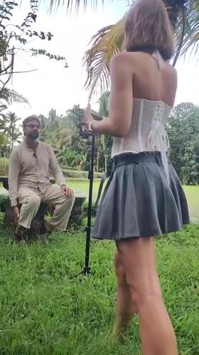 Couple spotted relaxing near Tegallalang rice terraces in Indonesia