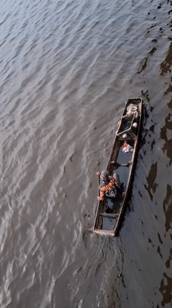 Traditional boat activity captured on Indonesian waters near Lhokseumawe