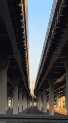 Evening documentation of Saint Petersburg highway infrastructure during sunset