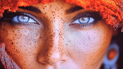 Close-up portrait captured in Varna shows person with freckles