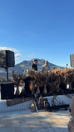 DJs perform outdoor mountain-view set in Kedisan, Indonesia