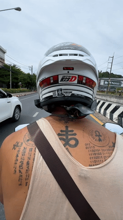 Motorcyclist spotted wearing branded helmet in Wichit, Thailand