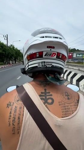 Motorcyclist spotted wearing branded helmet in Wichit, Thailand