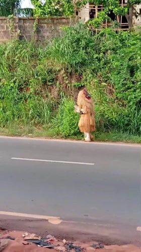 Traditional striped costume spotted in Nkpor, Nigeria