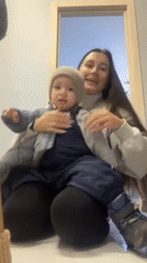 Mother and toddler's winter day documented across Moscow suburbs