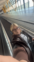 Woman takes selfie videos at Istanbul Airport terminal