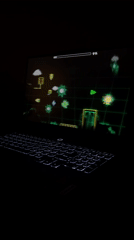 Late-night Geometry Dash gaming session captured on laptop