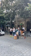 Live street music on Prague's cobblestones, guitar and voices