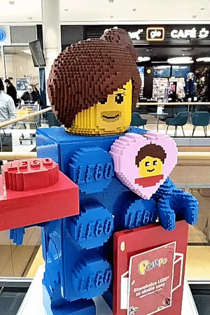 LEGO woman figure display spotted in Prague shopping mall
