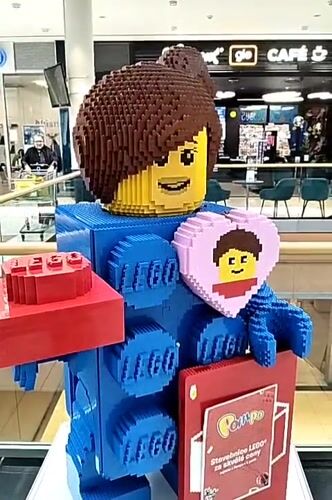 LEGO woman figure display spotted in Prague shopping mall