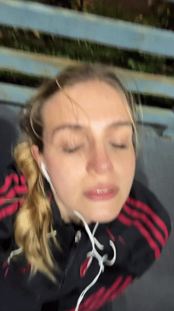 Woman in tracksuit observed lying in Tbilisi public space