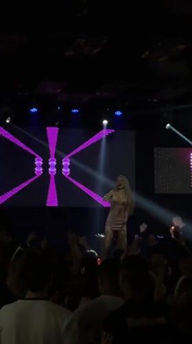 Female performer stages evening concert in Tsarevo, Bulgaria