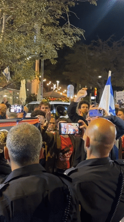 Evening anti-government protest features theatrical elements in Tel Aviv