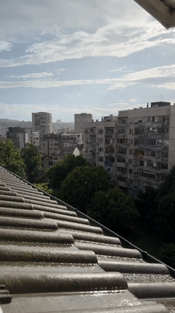 Rainy afternoon captures monuments and rooftops across Pleven, Bulgaria