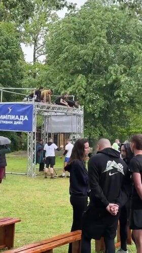 Rainy outdoor gathering held in Kozloduy, Bulgaria