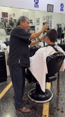 Barbershop session in San Isidro, Peru
