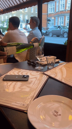Evening wine at a London restaurant, July 2026