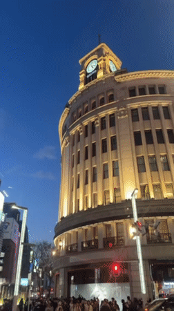 Morning rush hour activity recorded near Wako building, Tokyo