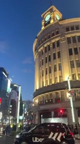 Morning rush hour activity recorded near Wako building, Tokyo