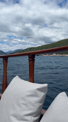 Boat passenger films deck views off Montenegro coast