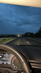 Driver travels highway near Burgas during twilight conditions