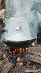 Outdoor cooking observed in Saweuk, Indonesia