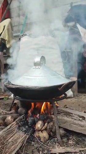 Outdoor cooking observed in Saweuk, Indonesia