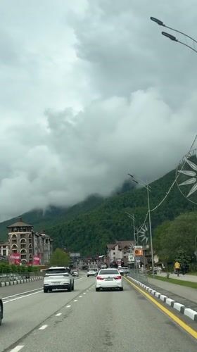Morning drive through mountainous Estosadok captured on video