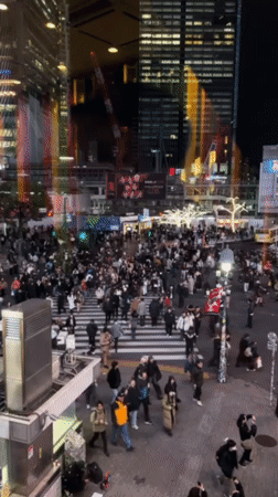 Shibuya crossing activity and Star Wars displays observed Tuesday