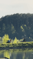 Peaceful lakeside scene documented in Kazan during spring afternoon