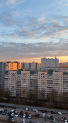 Sunset views captured over Saint Petersburg residential districts