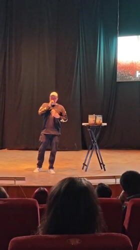 Indoor presentation event with dramatic screen display in Vinnytsia